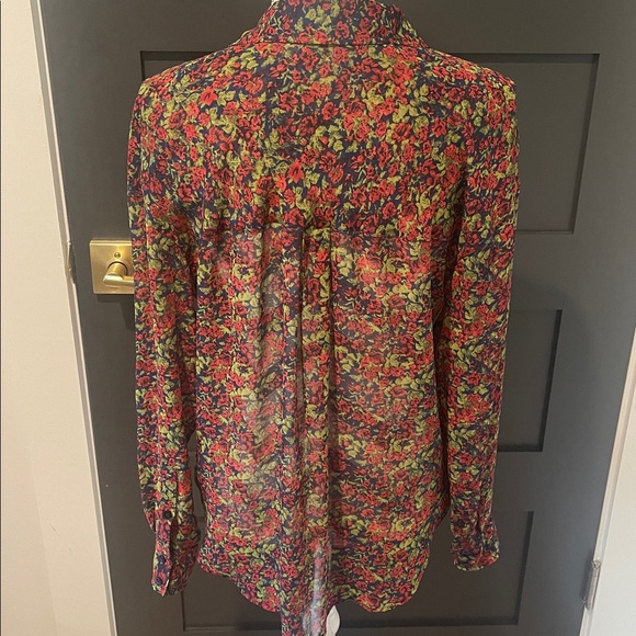 FREE PEOPLE Easy Rider Floral Sheer Button Down Blouse Size XS - Picture 6 of 8